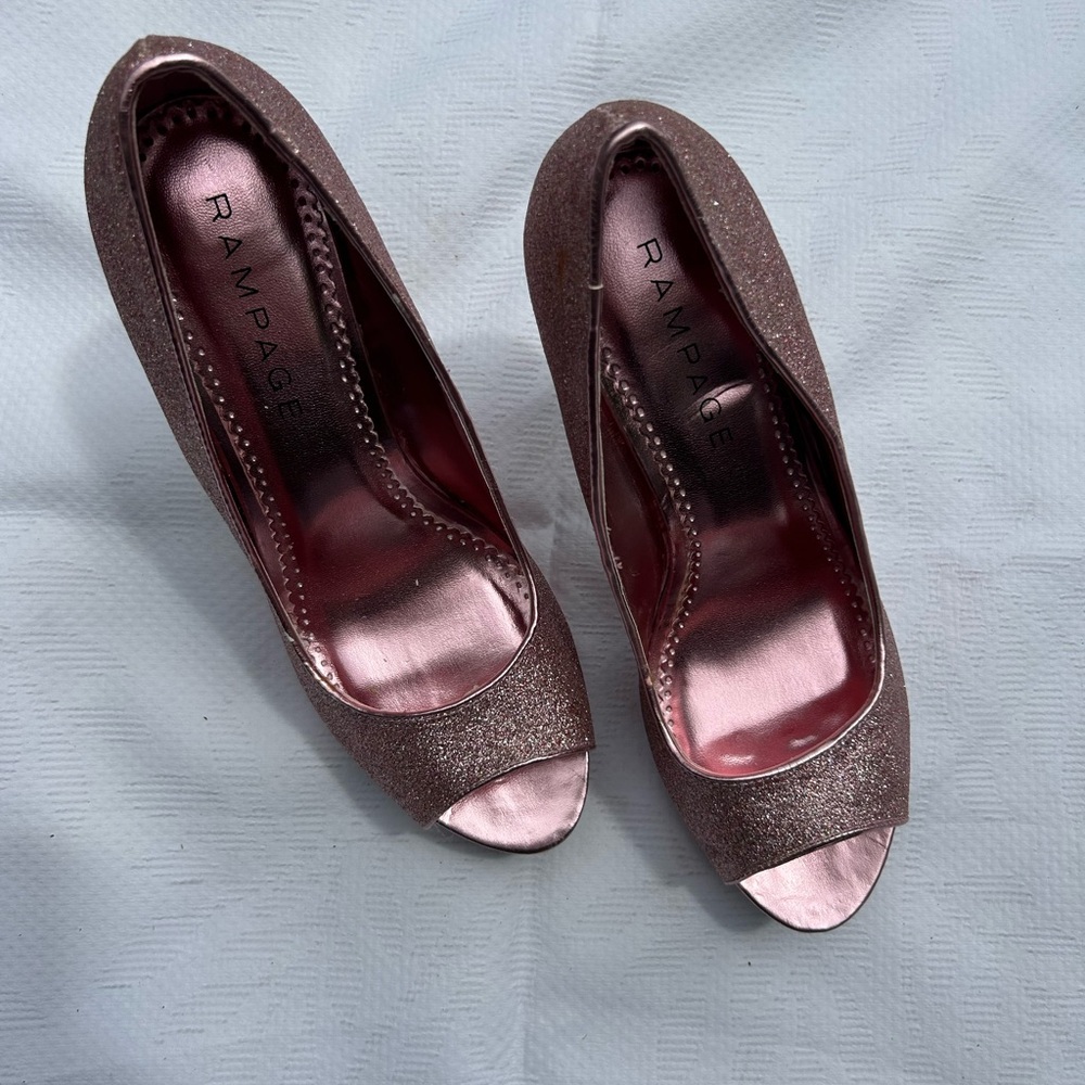 Rampage, Rose gold Pink Peep-Toe Heels